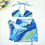 Colorblocked Cross Tie Bikini Split Three Piece Swimsuit Wholesale Womens Clothing