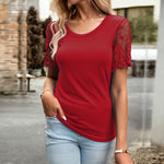 Casual Lace Short-Sleeved T-Shirt Wholesale Womens Clothing N3824040100123