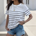Casual Short Sleeve Striped T-Shirt Wholesale Womens Clothing N3824041600020