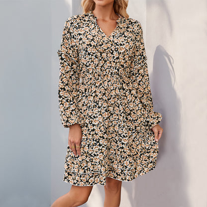 Fashion Long Sleeve Printed Round Neck Dress Wholesale Womens Clothing N3824112000021