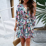 Spring And Summer Casual Floral Strappy Resort Dress Wholesale Womens Clothing N3824022600030