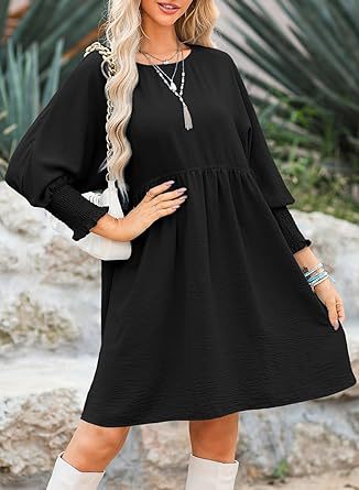 Round Neck Drawstring Cuffs Casual Dresses Wholesale Womens Clothing N3824052000073