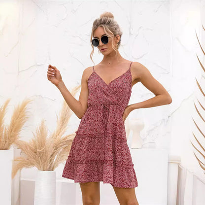 V-Neck Floral Sling Dresses Wholesale Womens Clothing N3824050700089