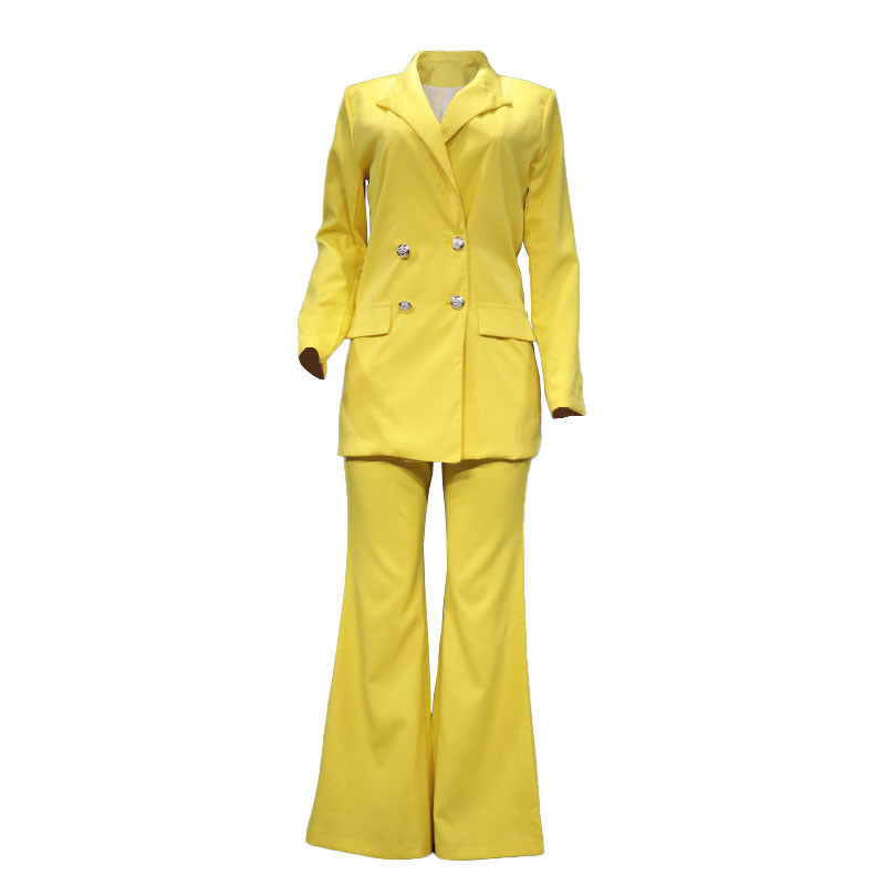 Solid Color Casual Blazer Wide Leg Pants Two Piece Set Wholesale Womens Clothing N3824080500014