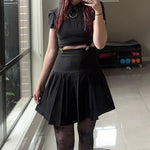 Dark Style Short-Sleeved Slim Fit Waist Lapel Waistless Dress Wholesale Dresses