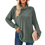Scarf Collar Color Block Long Sleeve Loose T-Shirt Top Wholesale Womens Clothing N3823112800047