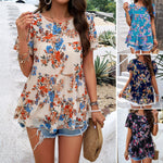Casual Floral Print Short Sleeve Top Wholesale Womens Clothing N3824040100100