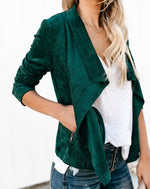 Solid Color Velvet Mid-Length Lapel Short Coat Wholesale Womens Tops