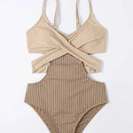 Hollow Strap Triangle Contrast Color One-Piece Swimsuit Wholesale Womens Clothing