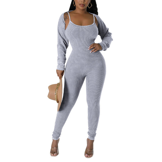 Solid Color Suspender And U-Neck Sexy Tight Jumpsuit Wholesale Womens Clothing N3823111500004