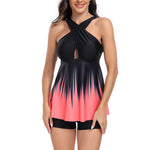 Women's Halterneck Gradient Print Bikini Tankini Swimsuit Wholesale Womens Clothing N3824012000018
