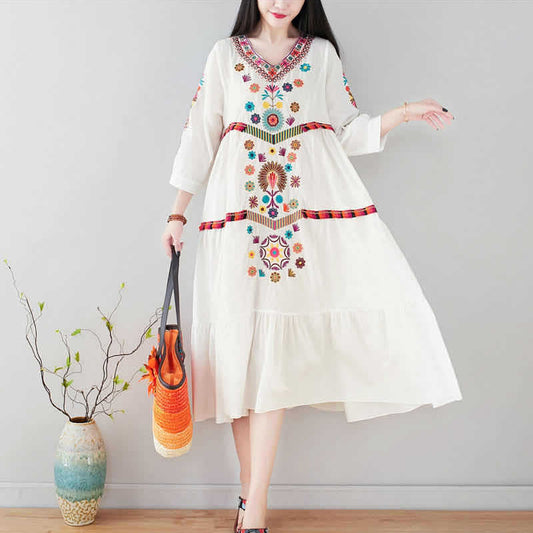 Women's Embroidered Beach Ethnic Dress Wholesale Womens Clothing N3823121400189