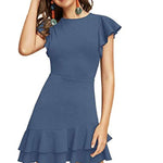 Summer Women's Solid Ruffle Dresses Wholesale Womens Clothing N3823121400188