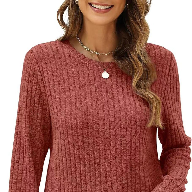 Ribbed Solid Color Long Sleeve Loose Sweater Top Wholesale Womens Clothing N3823112800053