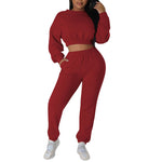 Casual Solid Colour Long Sleeve Sweatshirt And Pants Set Wholesale Women'S 2 Piece Sets