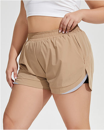 Wholesale Plus Size Womens Clothing High Waist Anti-Slip Pocket Sports Shorts