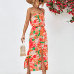 Sling Strapless Printed Slit Slim Bright Summer Dress Wholesale Dresses