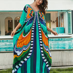 Tie-Dye Beach Maxi Dresses Loose Robe Wholesale Womens Clothing N3823112800035