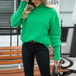 Long Sleeve Casual Pullover Furry Solid Color Knit Sweater Wholesale Women'S Top