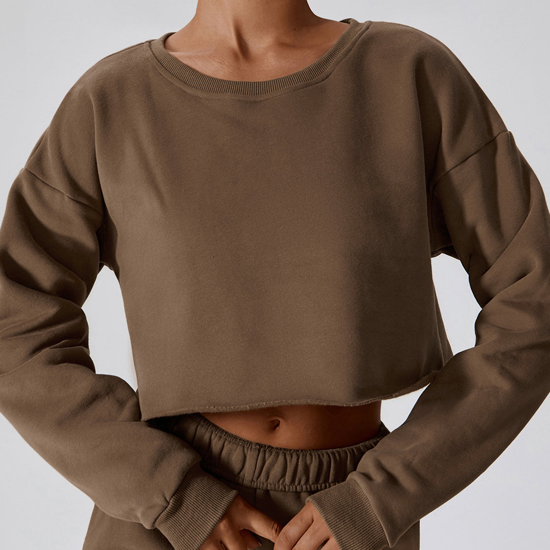 Long-Sleeved Cropped Tops Loose Casual Sportswear Wholesale Womens Clothing N3823122500006