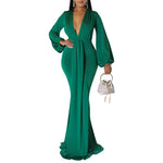 Sexy Slim Deep V-Neck Trail Dress Wholesale Womens Clothing N3823103000106