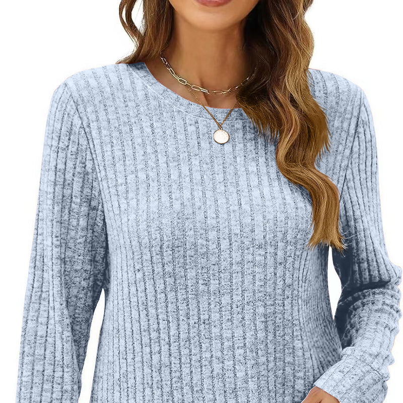 Ribbed Solid Color Long Sleeve Loose Sweater Top Wholesale Womens Clothing N3823112800053