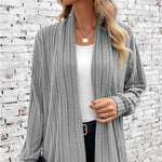 Long Sleeve Solid Colour Loose Cardigan Jacket Wholesale Womens Clothing