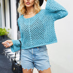 Round Neck Sexy Hollow Knitted Pullover Sweater Wholesale Women's Clothing N3823120500006