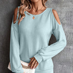 Strapless Buttoned Loose Long Sleeve T-Shirt Wholesale Womens Tops