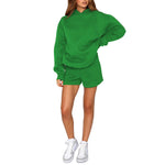 Solid Color Hooded Pullover Sweatshirt Fashion Shorts Set Wholesale Womens Clothing N3823103000051