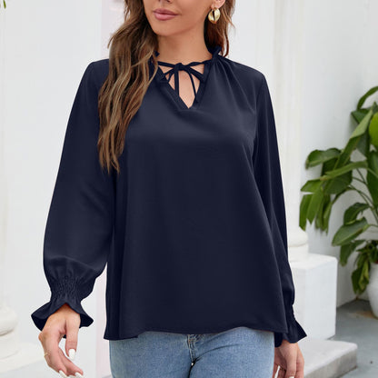 Commuter Long Sleeve Casual Loose Chiffon Top Wholesale Women'S Top