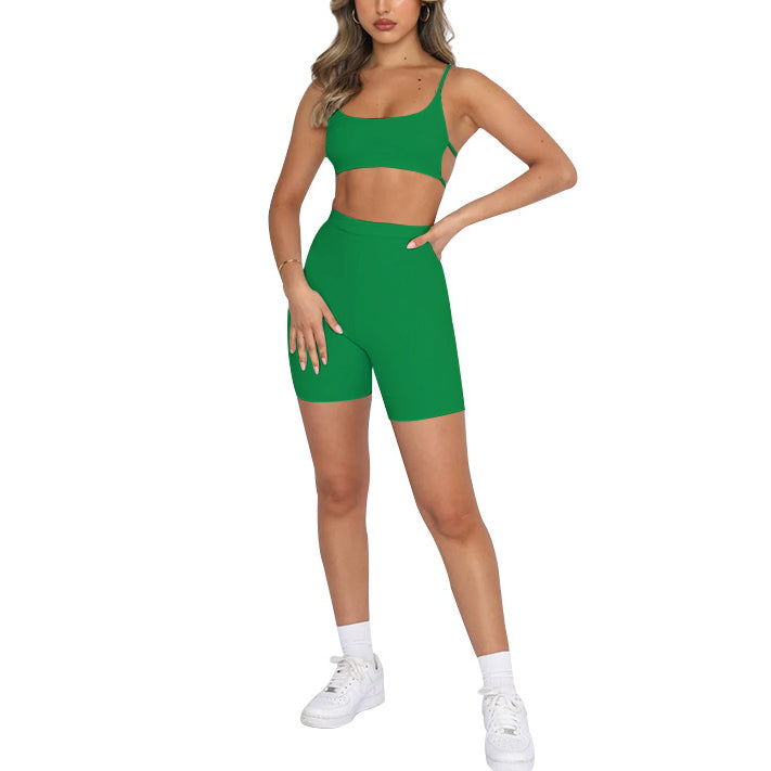 Solid Color Sexy Cami Top And Sports Shorts Set Wholesale Womens Clothing N3823103000034