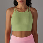Seamless Knit Thread Double Layer Sport Crop Tops Wholesale Women'S Top