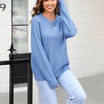Long-Sleeved Solid Color All-Match Knitted Pullover Sweater Wholesale Women'S Top