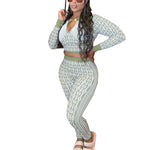 Casual Positioning Printed V-Neck Top And Trouser Set Wholesale Women'S 2 Piece Sets