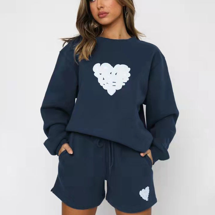 Casual Round Neck Letter Heart Print Long Sleeve Sweatshirt Wholesale Womens 2 Piece Sets N3823103000044