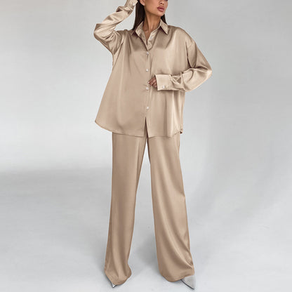 Comfortable Casual Loose Drape Shirt Wide Leg Pants Commuter Suit Wholesale Womens Clothing