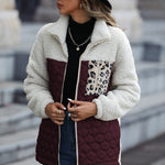 Loose Patchwork Zip Animal Print Double Sided Fleece Jacket Wholesale Womens Clothing N3823111600013