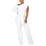 Solid Color One Shoulder Wide Leg Pants Wholesale Women'S Jumpsuits And Rompers N3823103000083