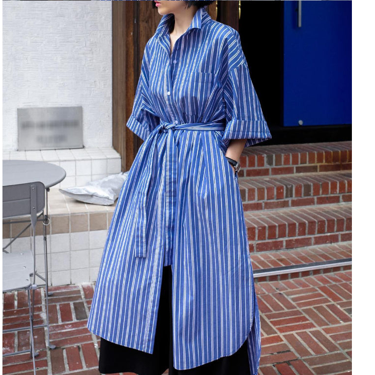 Women's Striped Shirt Dresses Quarter Sleeve Wholesale Womens Clothing N3824011000009