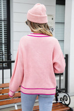 Button Knit Colorblock Pocket V-Neck Sweater Cardigan Wholesale Women'S Top