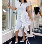 Ruffle Trim Irregular Slit Party Dress Wholesale Plus Size Womens Clothing N3823112300118