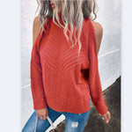 Loose Knitted Solid Color Off-The-Shoulder Casual Sweater Wholesale Women'S Top