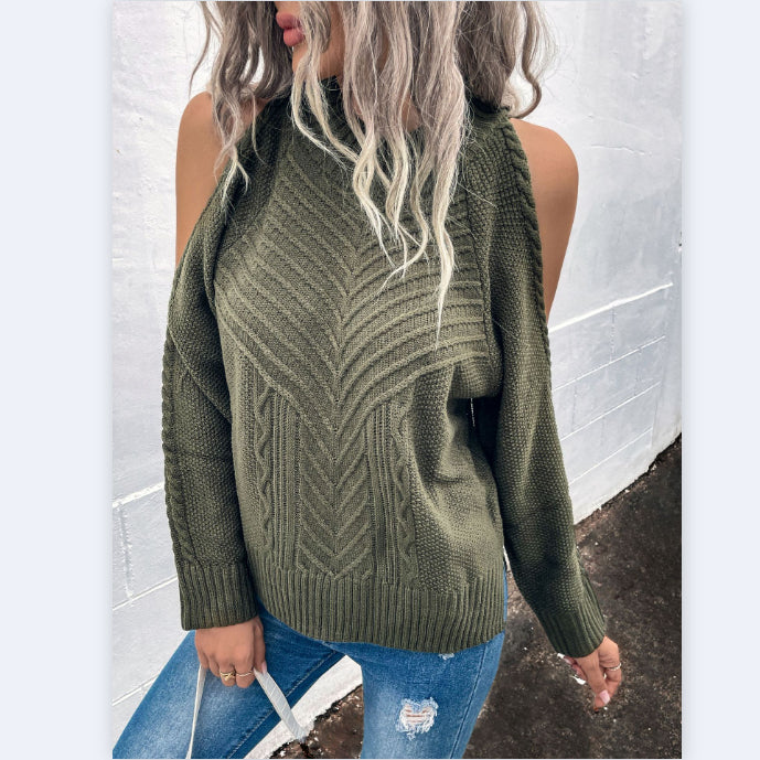 Loose Knitted Solid Color Off-The-Shoulder Casual Sweater Wholesale Women'S Top