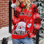 Christmas Pullover Sweater Santa Claus Embroidered Crew Neck Knit Wholesale Womens Clothing N3823110200033