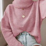 Turtleneck Pullover Solid Color Knit Hollow Backless Sweater Wholesale Women'S Top