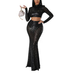 Sequined Fishtail Skirt Suit Two Piece Set Wholesale Womens Clothing N3823103000111