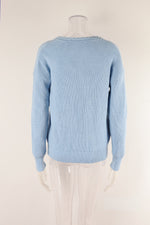 V-Neck Twist-Knit Solid-Color Pullover Sweater Wholesale Women'S Top