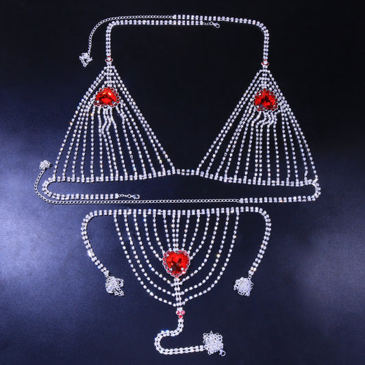 Sexy Rhinestone Ruby Bikini Body Chain Women Accessories Wholesale Vendors