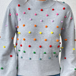 Stylish Three-Dimensional Colourful Thread Ball Knit Sweater Wholesale Womens Tops